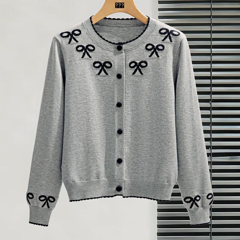 

Women s Color Block Bow-Knot Round Neck Sweater One Size