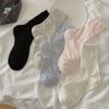 Lady Summer Thin Hollow Love Bow Pure Color All Build In The Tube Stack Socks
