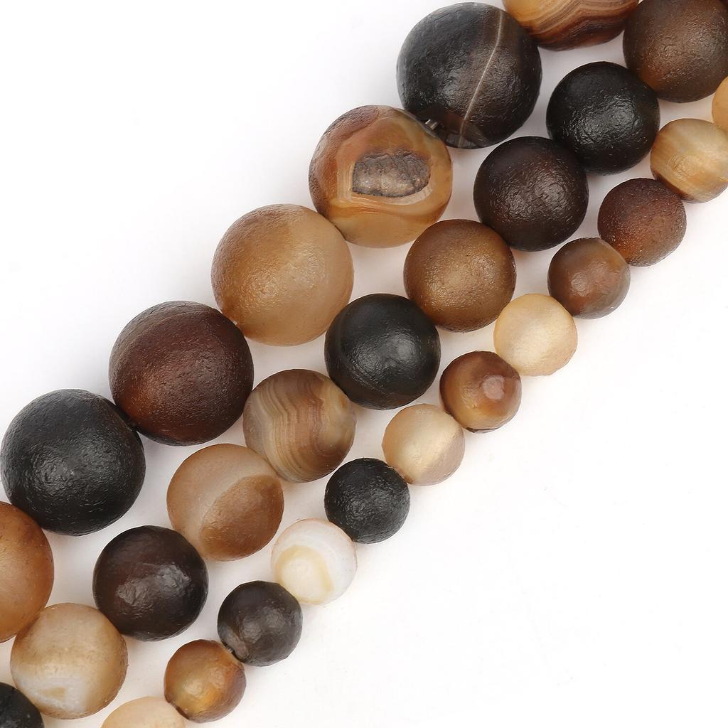 6/8/10mm Natural Stones Beads Coffee Gobi Agate Round Onyx Loose Spacer Beads for Jewelry Making DIY Bracelet Accessories 15inch