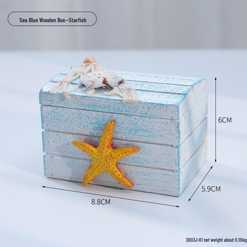 Ocean Style Mediterranean Desktop Wooden Jewelry and Candy Storage Box