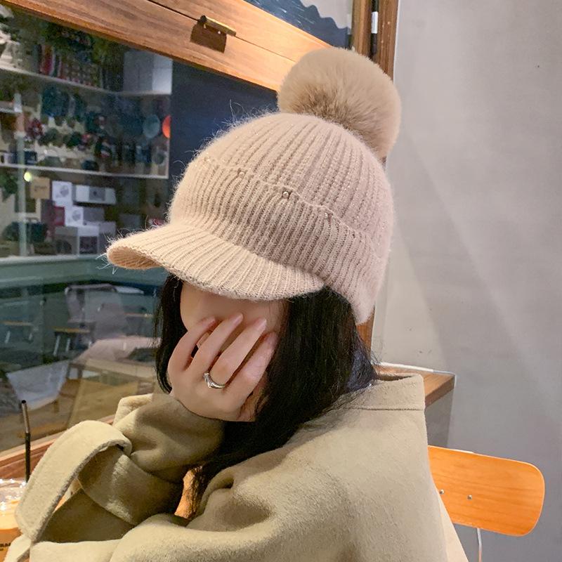 Women's Knitted Hat Warm Ear Protection Autumn and Winter Solid Color New Knitted Hat