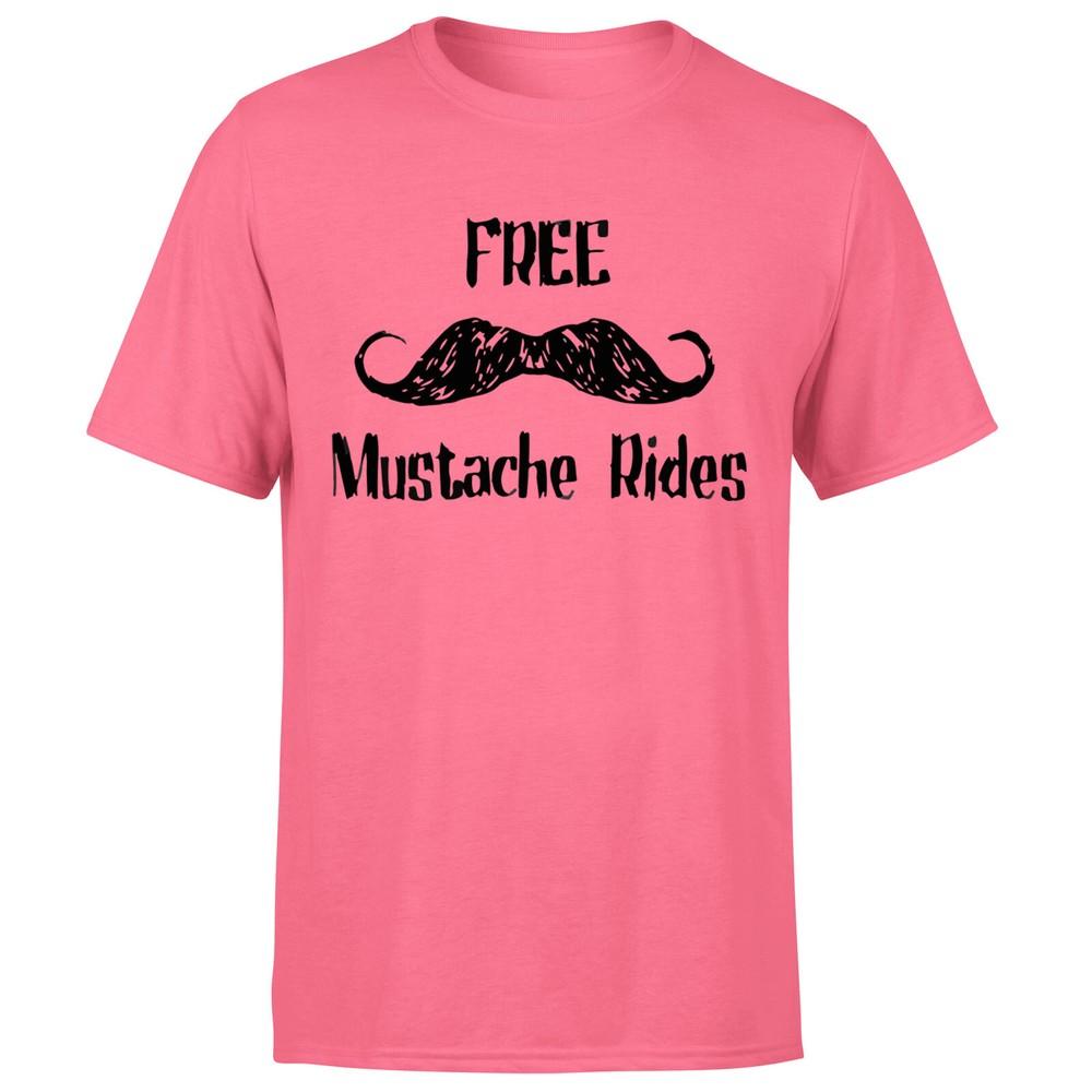 Free Mustache Rides Mens T Shirt Humor Funny Adults Short Sleeve Tee Top