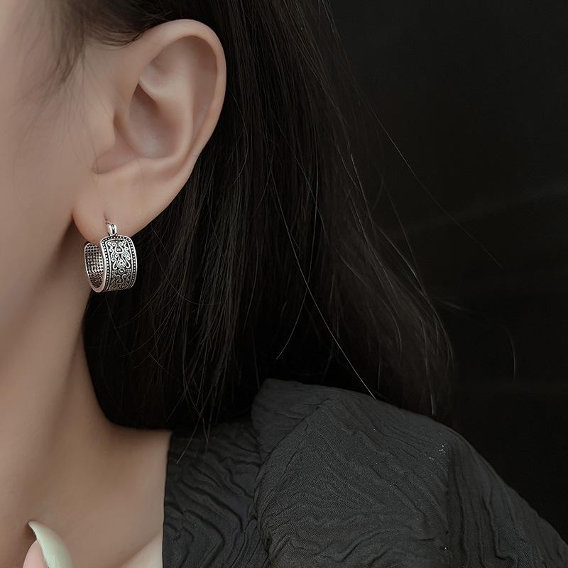 925 Sterling Silver Grass Pattern Luxury Vintage Earrings For Woman Engagement Minimalist Jewelry Accessories Prevent Allergies