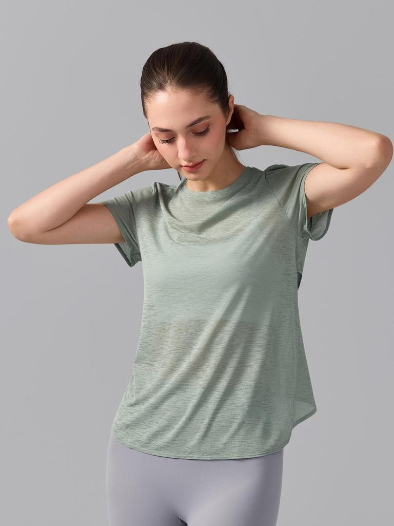 Women's Breathable Short Sleeve Yoga T-Shirt with Hollow Beautiful Back - Lightweight Dance Fitness Cover-Up Running Top