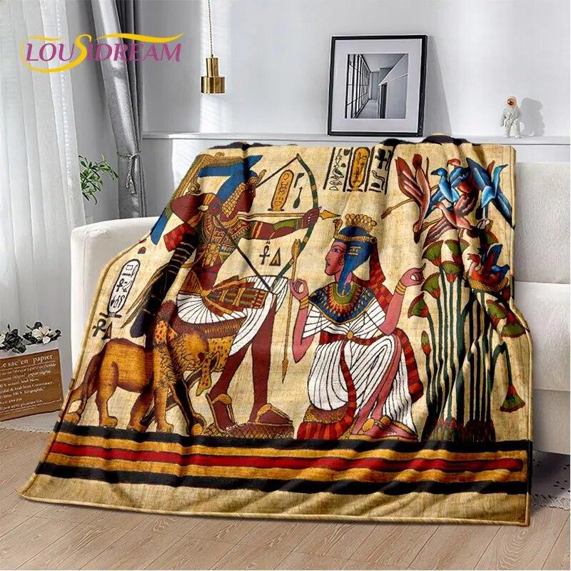 3D Egyptian Mythology Pharaoh Hieroglyphics Soft Plush Blanket,Flannel Blanket Throw Blanket for Living Room Bedroom Sofa Picnic