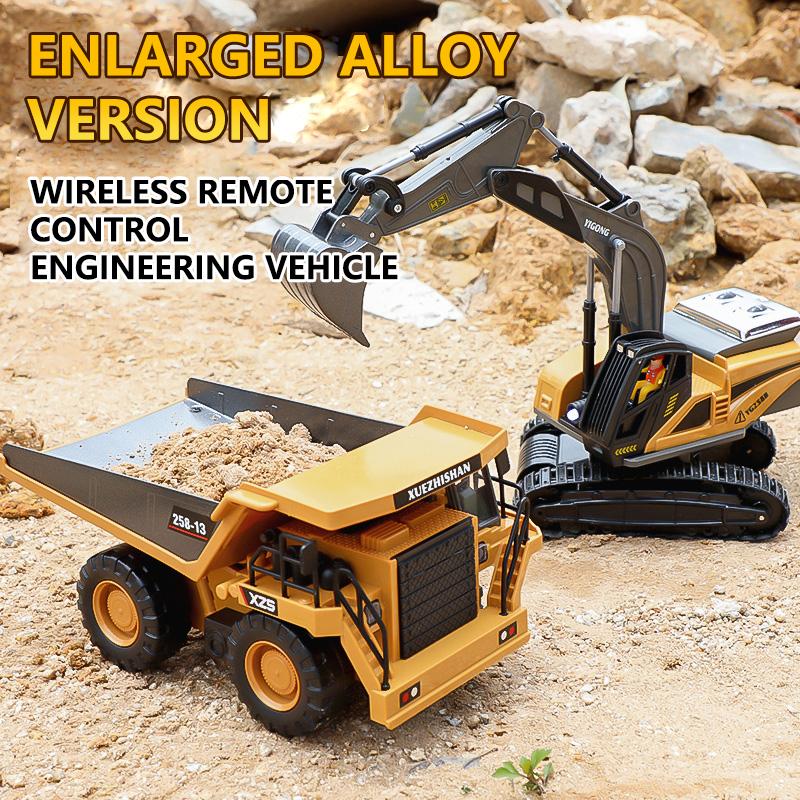 Escavatore Dumper RC Auto Telecomandata 2.4G Veicolo da Cantiere Camion Cingolato Bulldozer Giocattoli per Bambini Ragazzi Regali di Natale