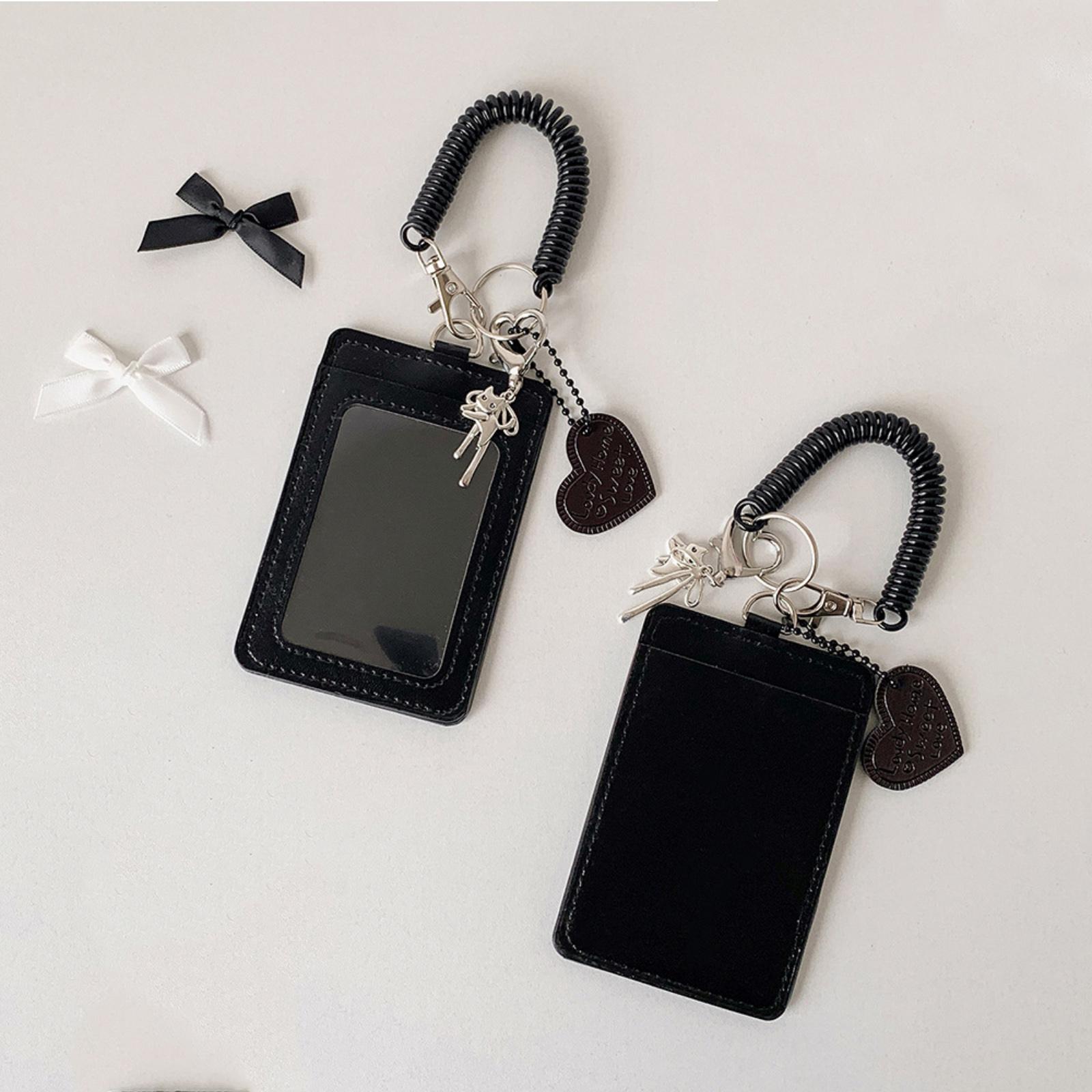 

Черный кожаный трехдюймовый держатель для карт Студенческий держатель для визиток для фанатов Звездный держатель для карт для путешествий для девушек One Size