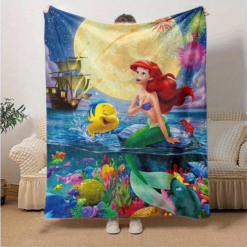 The Little Mermaid Cartoon Blanket, Short Plush Cute Warm Blanket, Living Room Home Decoration Sofa Four Seasons Travel