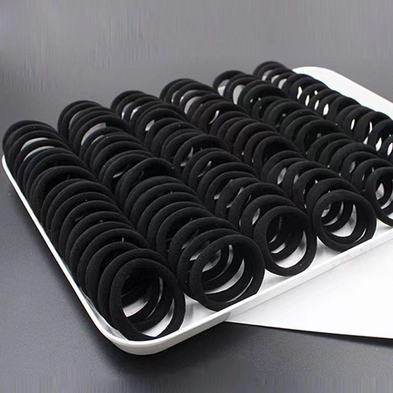 Black High Elasticity Hair Tie - Durable Leather and Rubber Band for Women and Girls