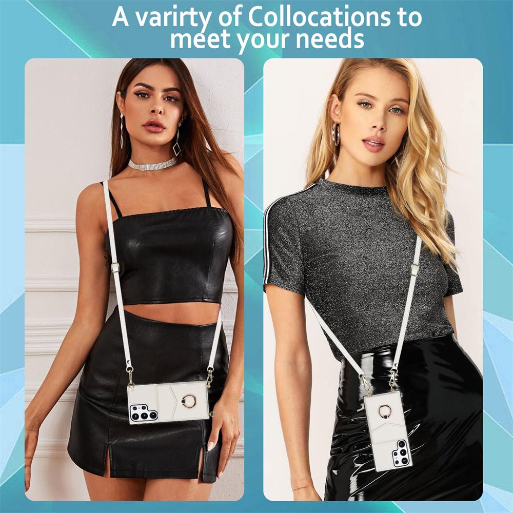 Crossbody Lanyard Strap Wallet Leather Case For Samsung Galaxy Note 20 10 S24 S23 S22 Ultra S21 Plus FE A52 A72 A32 A22 5G Cover