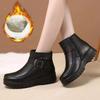Modische Damenstiefel PU-Leder Stiefeletten Winter Plüsch Warm Schneestiefel Wasserdicht Rutschfest Schuhe Plateau Reißverschluss Baumwollschuhe