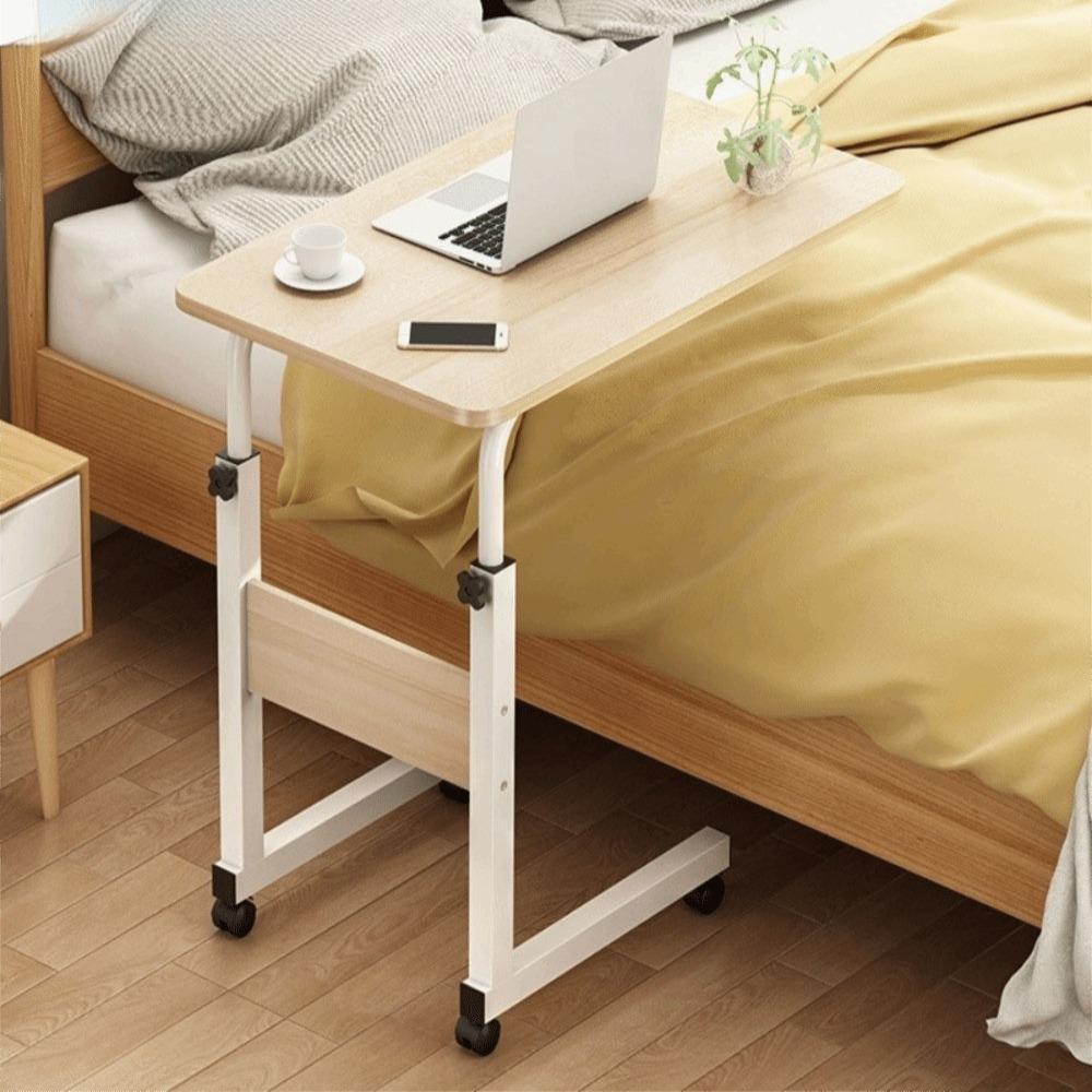 Fashion Portable Over Bed Table Adjustable Height with Wheels Bedside Table Desktop Computer Table Office Desk
