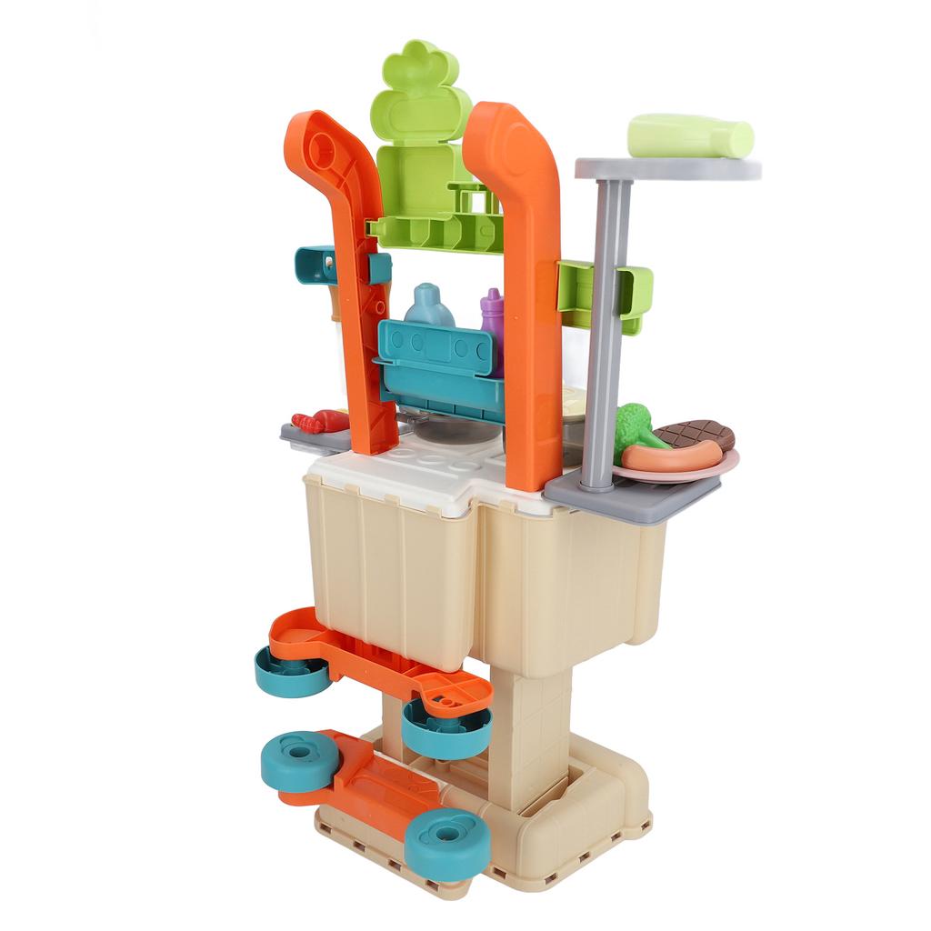 Set de Joacă Bucătărie pentru Copii Simulare Contor Cărucior de Cumpărături Asamblare Mâncare Gătit Masă de Prânz Pretinde