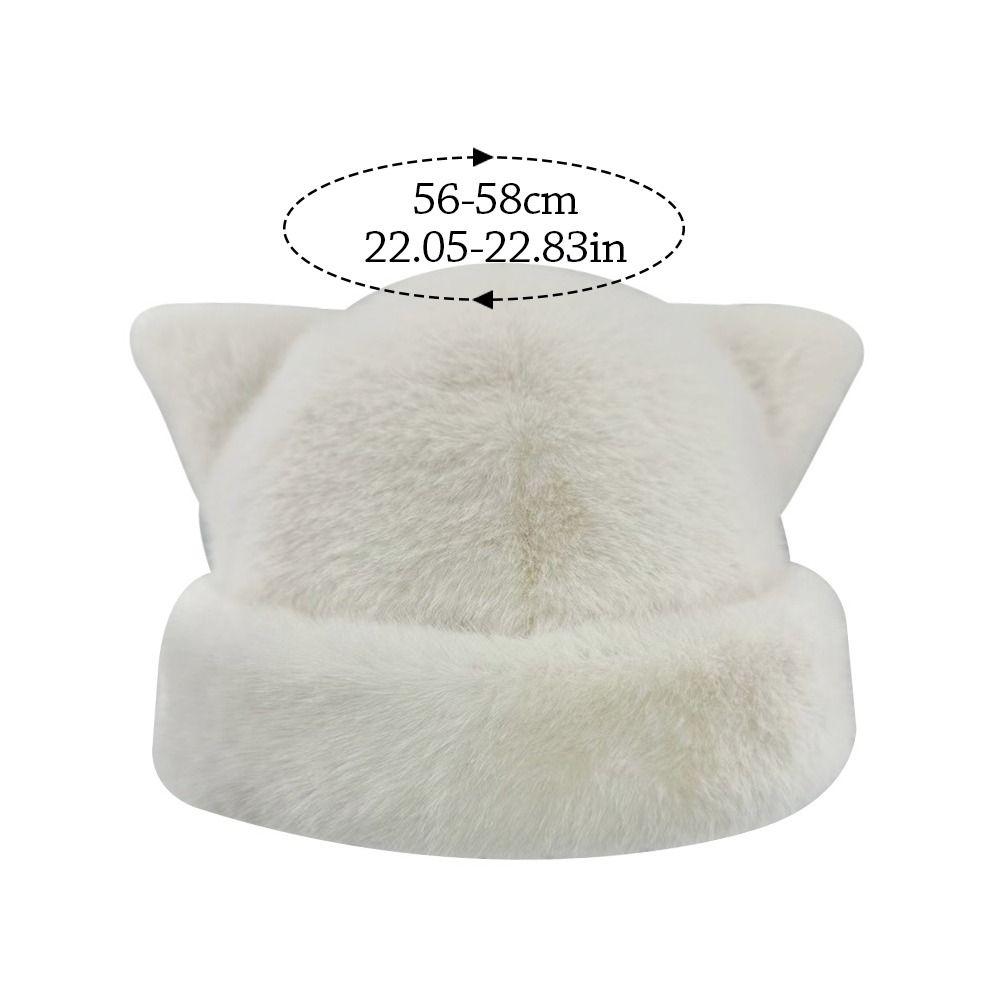 Fashion Warm Winter Hat Thicken Cute Ears Fluffy Fur Bucket Hat Soft Snowy Day Berets Women