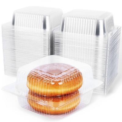100 Peças Caixas para Fatia de Bolo Caixa Individual para Sobremesa Recipiente para Fatia de Cupcake com Tampa Empilhável Quadrada Transparente Fatia de Cupcake Empilhável 2025