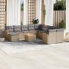 Vidaxl 12-Cz. Garden Furniture Set With Cushions, Beige, Poly Rattan