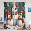 2pcs,Curtains Charming Snowmen Winter Forest (3) Pattern Modern Curtains Durable 100% Polyester Fabric Curtains Decorations