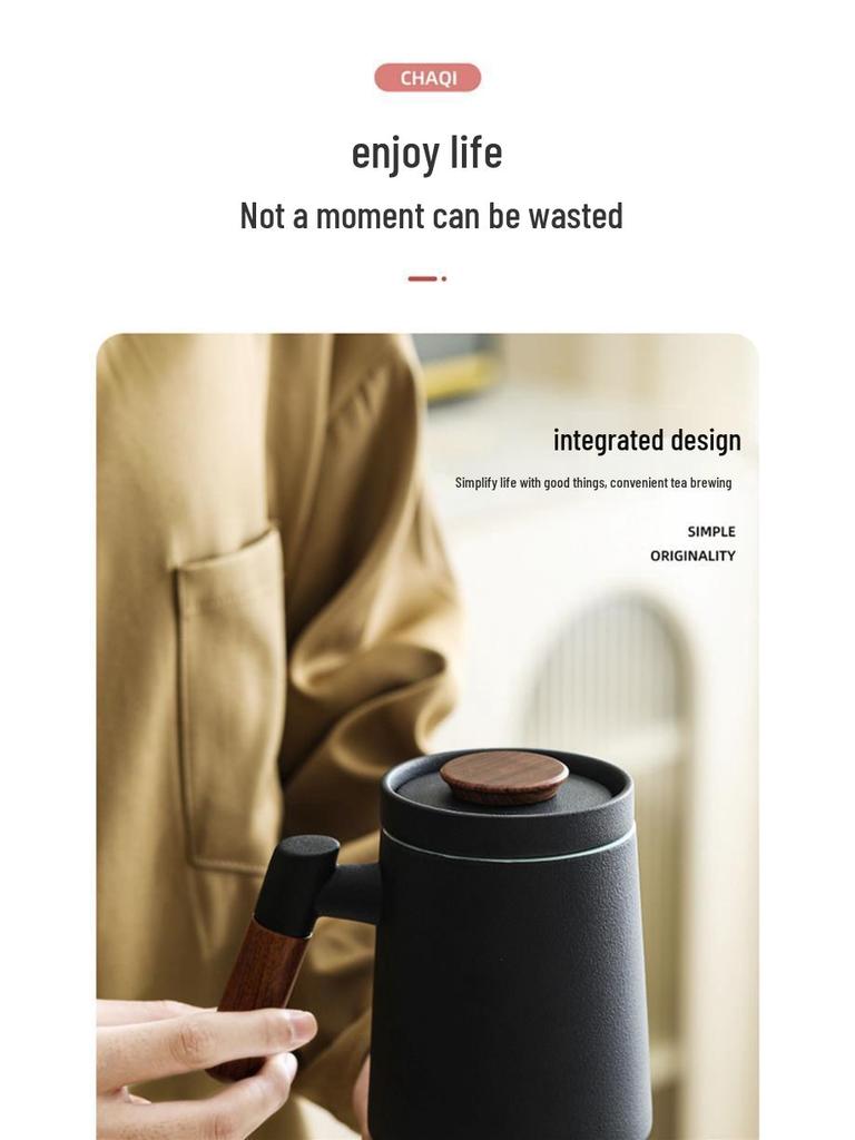 Large-Capacity Ceramic Tea Cup with Lid: Perfect Teacher Gift or Office Mug for Tea and Water Separation