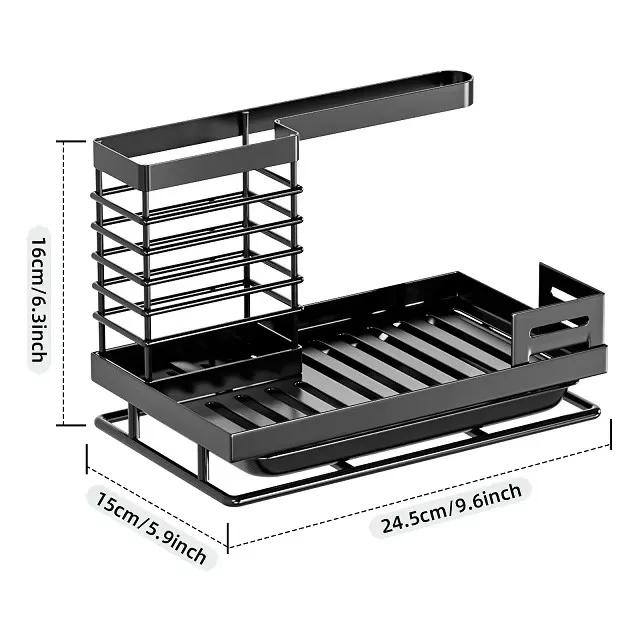 Metal Sink Shelf Kitchen Sink Caddy Drain Rack Rag Soap Sponge Holder for Kitchen Sink Storage Organizer чёрный