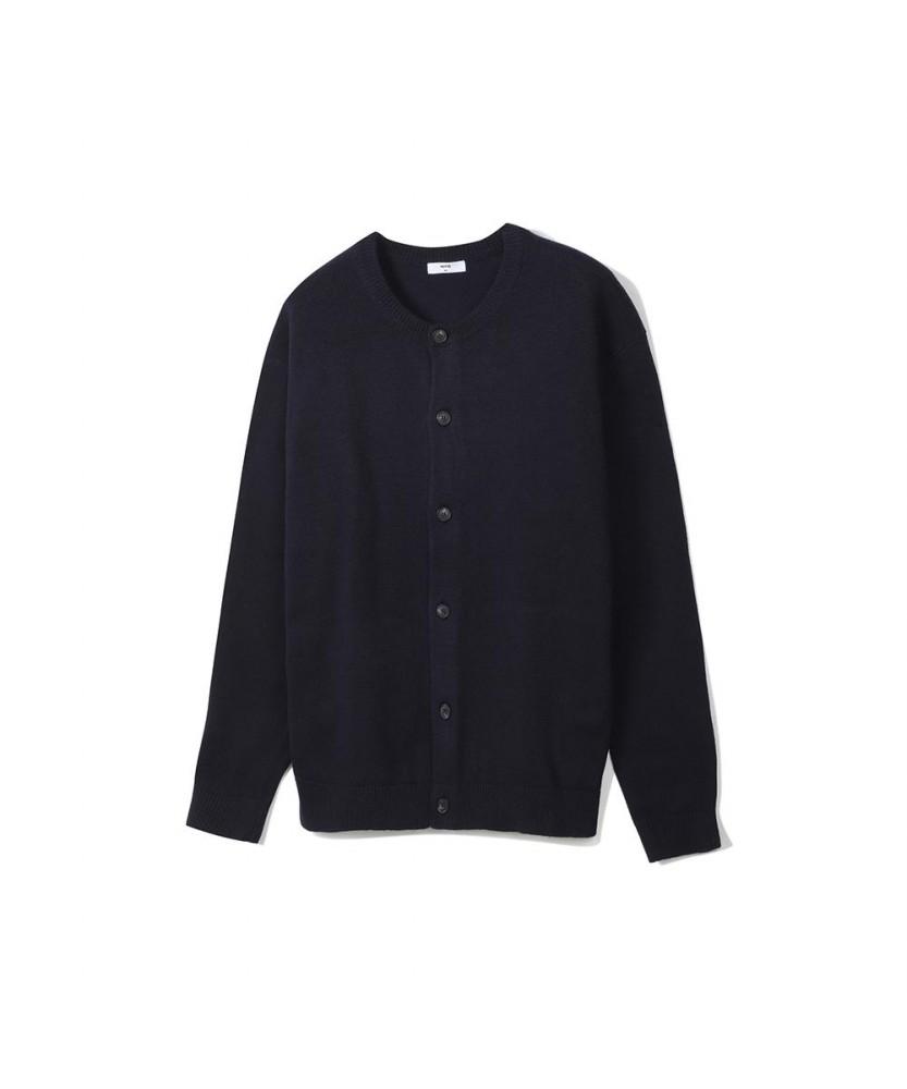 Notig Wool Blend Round Button Cardigan Navy_Okw2Swcd201N1