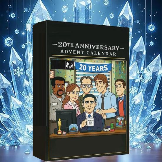 Office 20. Jubiläum Adventskalender 2025 24 Tage Acryl Ornament mit TV-Show Themen Weihnachts-Countdown Dekoration für Fans & Sammler