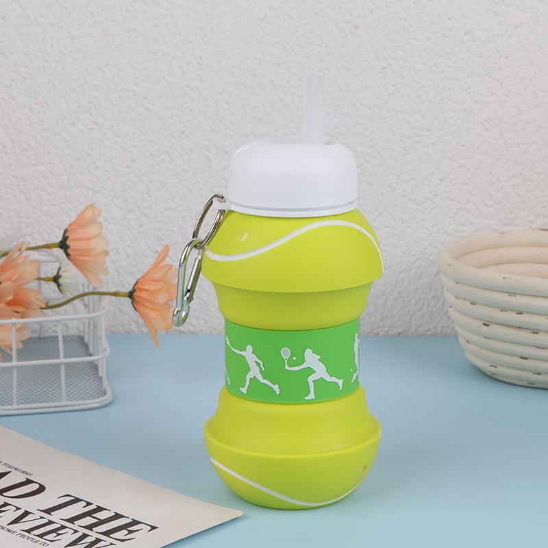 Fold Silicone Water Bottle Outdoor Basketball Football Tennis Golf Baseball Pickleball Leakproof Portable Kids Water Bottle