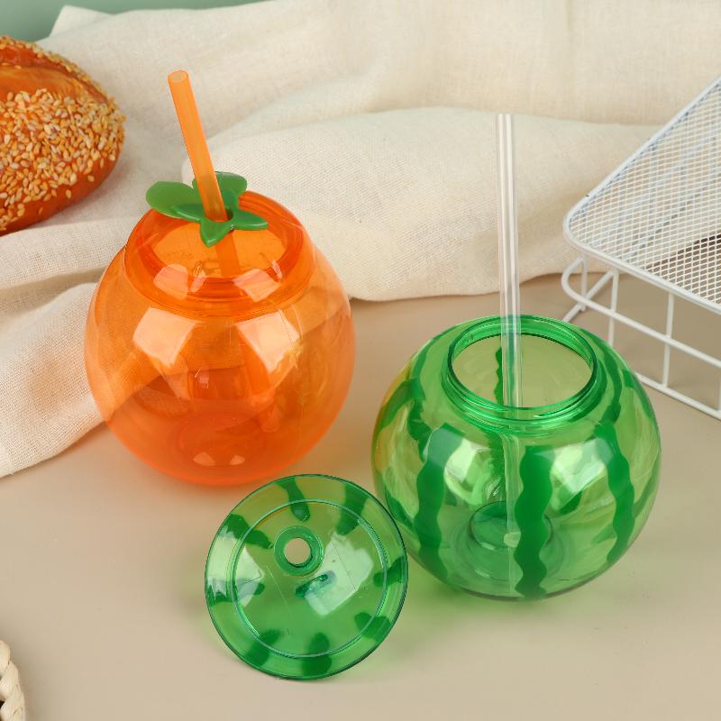 1/3 Pezzi Tazza di Plastica a Forma di Frutta con Cannuccia Carina Arancia Anguria Bottiglia da Bere per Festa Estiva in Spiaggia Uso Domestico Tazza per Bevande