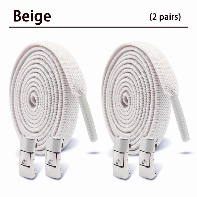 1/2Pair 8MM Flat No Tie Shoelaces Elastic Shoelace Metal Buckle Shoelaces Without Ties Sneakers Children Laces Shoe Accessories