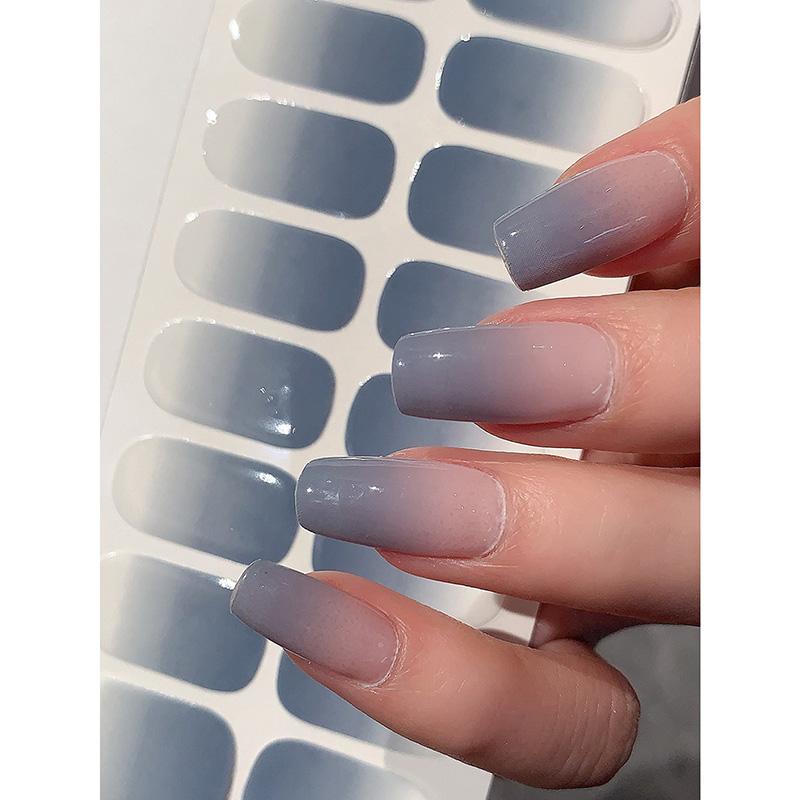 Naakt Semi-uitgeharde Gel Nail Wraps Sticker Langdurige Uv Led Lamp Franse Nagel Decal Omber Nagel Waterdicht Semi-uitgehard Sticke 16tips