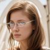 1pc Women's Metallic Oval Narrow Frame Rhinestone-Inlaid Fashion Glasses, Y2K Vintage Kawaii Plain Eyewear for Daily Styling Glasses Accessories