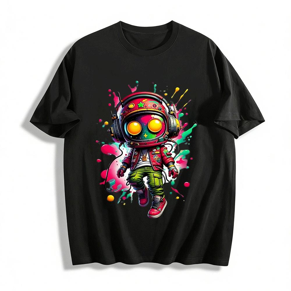 Cool Astronaut Graffiti Print Casual T-Shirt For Men Women Pure cotton T-shirt XXS