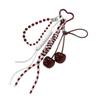 Fashionable Cherry Keychain For Daily Use Soft Braided Rope With Alloy Detail Bead Bag Charm Key Holder Bags Pendant