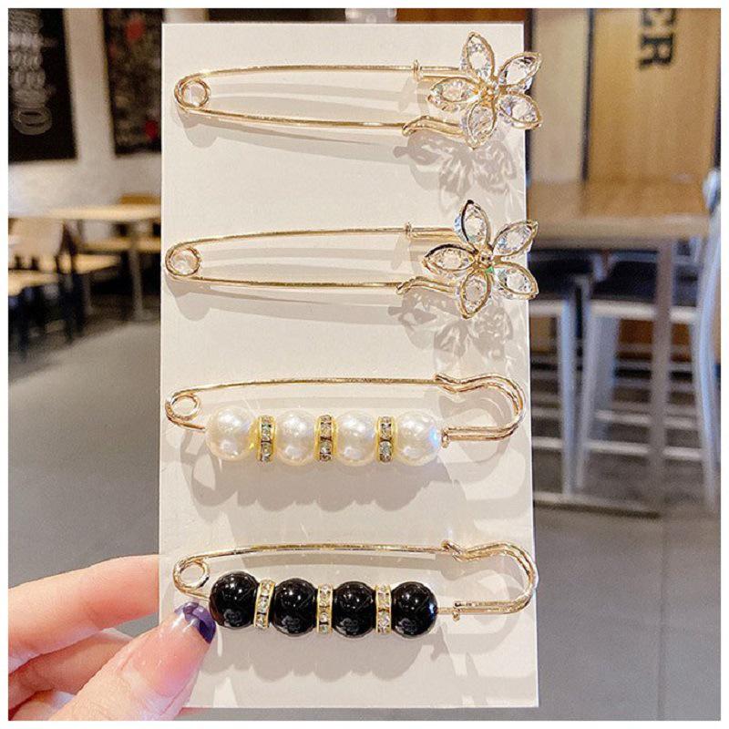 Pearl Waist Cinching Pin Set – Safety Pin Brooch for Women's Clothing