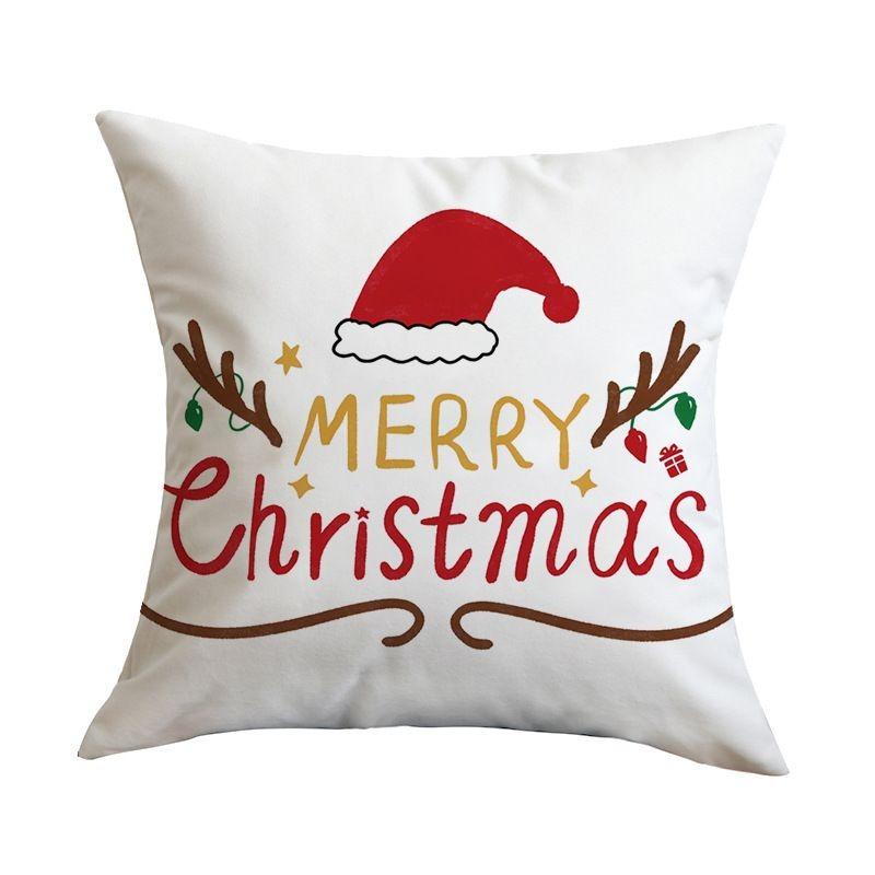 Merry Christmas Tree Throw Pillow Cover, Festive Embroidered Cushion Case for Home Decor