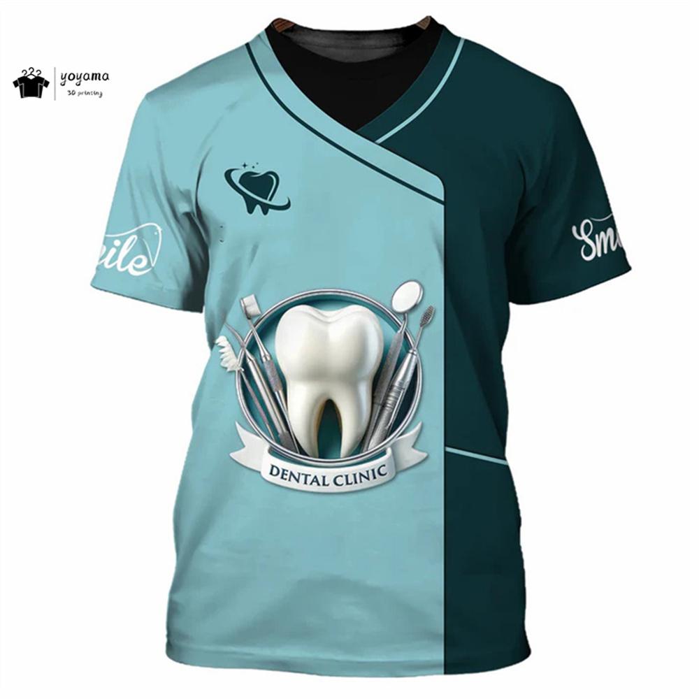 Fashion Men's T-Shirt 3D Print Short Sleeve T-Shirt Dentist Work Clothes Summer Casual Oversized T-Shirt Men's Dentist Clothing