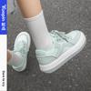 Mint Green Board Shoes Women's Autumn and Winter New Versatile Thick-soled Heightening Bread Shoes Sports and Leisure White Shoes