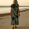 Summer Dress Women's Long Boho Beach Dress Elegant Maxi Dress V-Neck Short Sleeve Summer Tunic Dress Light Airy