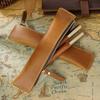 AIGUONIU Genuine Vintage Crazy Horse Leather Zipper Pen Pouch Retro Style Creative School Stationery Pencil Bag