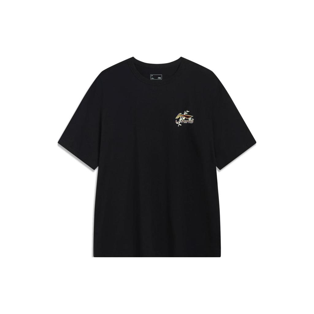 Li Ning Sports Lifestyle Series Tree Logo Round Neck Short Sleeve T-Shirt Men Tops Black AHST447-4