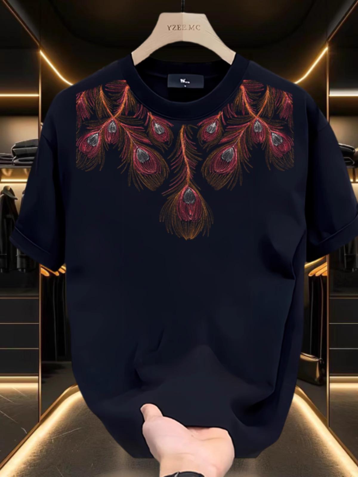 

Мужская летняя модная футболка с принтом, с коротким рукавом, свободного кроя, с круглым вырезом, повседневная 5XL чёрный