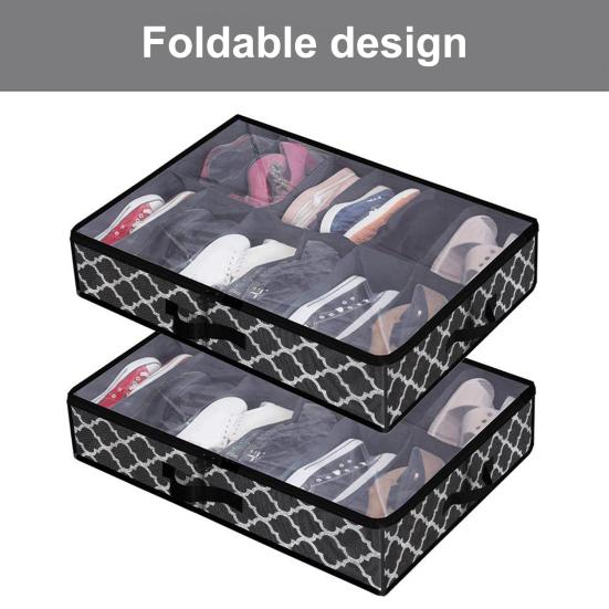 Shoes Storage Box Dust-proof Reinforced Handle Non Woven Fabric Under Bed Shoes Organizer Household Supplies