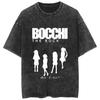 Bocchi The Rock Kessoku Band Silhouette Doublesided Vintage Washed T Shirt 2026 Summer Oversized  Graphic Tee for Men Women