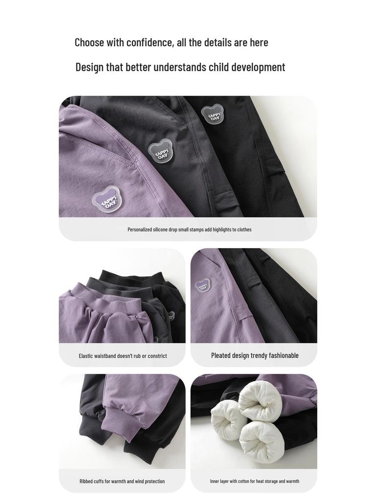 2025 European Boys' Padded Cotton Pants: Warm Woven Trousers for Toddlers & Children - New Autumn/Winter Collection