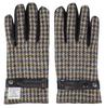 Smartphone Compatible Harris Tweed Leather Combination Brushed Case Gray Houndstooth Belt [Sleeping Sheep] Men's Gloves, Lining, 24cm, Included,