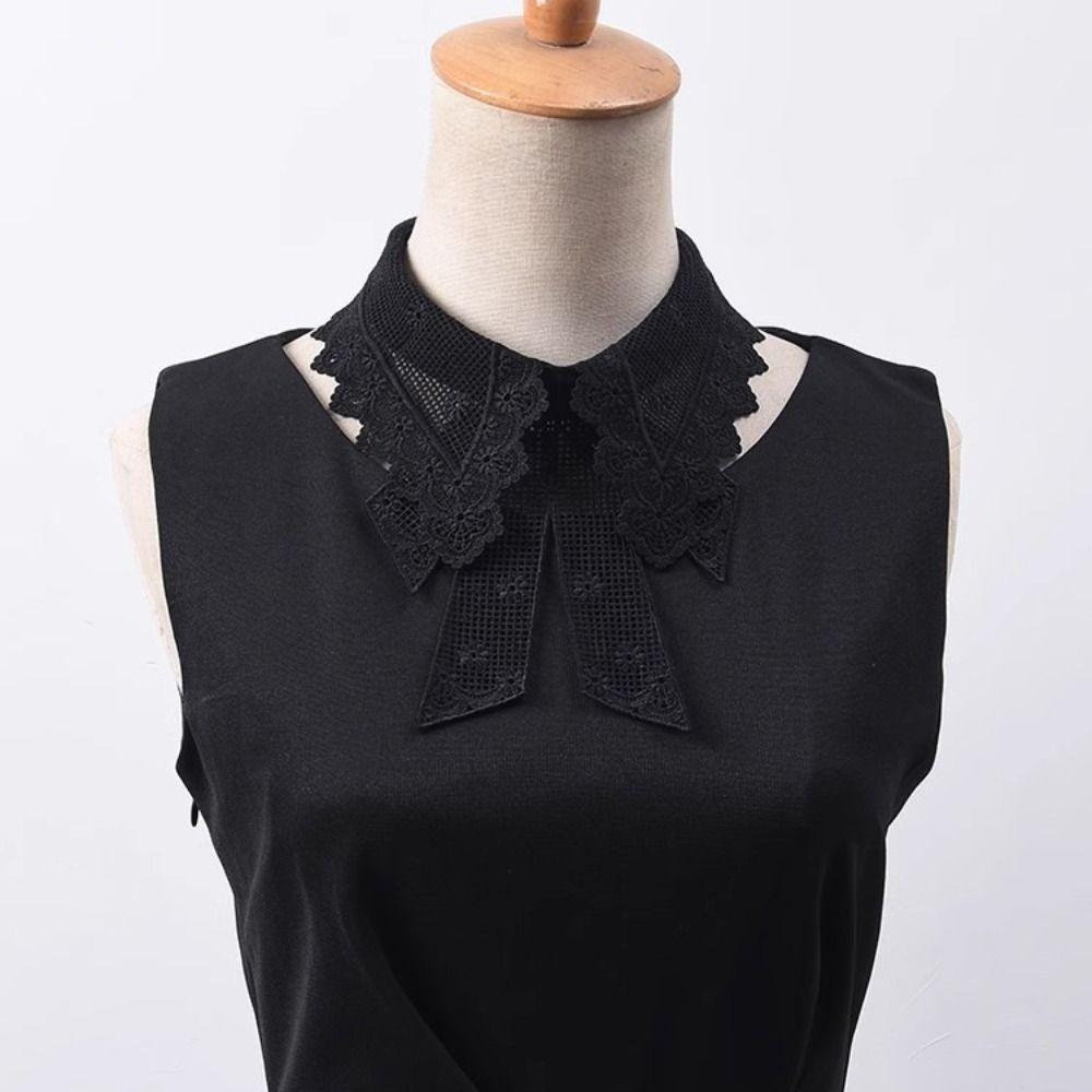Fashion Lace Floral Fake Collar Detachable Black White Decoration Collar False Collar Women Girls
