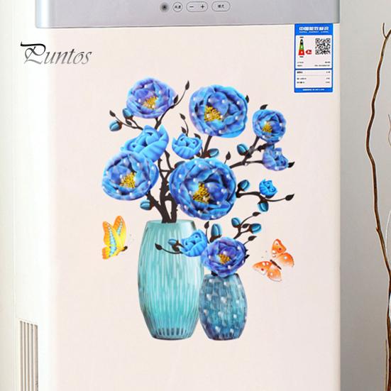 Vinyl Decal Wall Sticker Hot Stamping DIY Bright-colored Self-adhesive Flower Vase Home Decoration