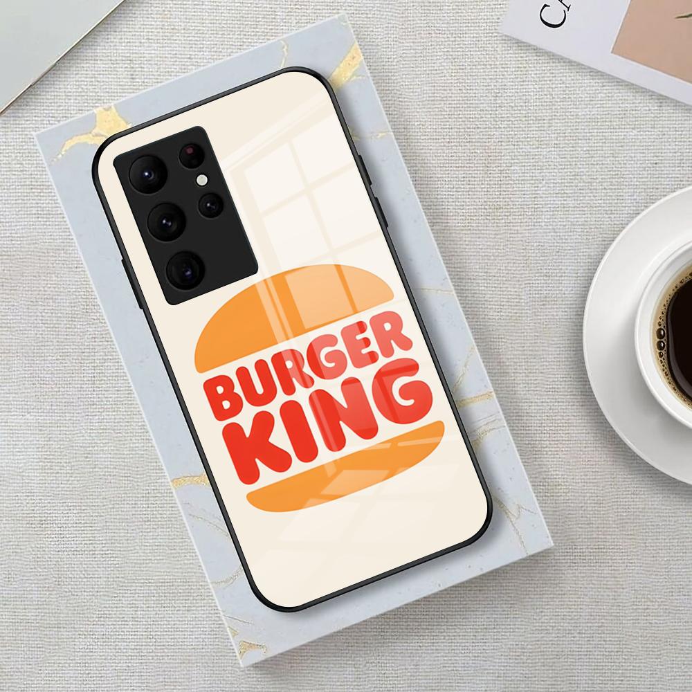 Brand Burger King Phone Case For Samsung S26 S25 Edge Ultra 23 22 21 20 Ultra Plus S24 Fe Glass Cover