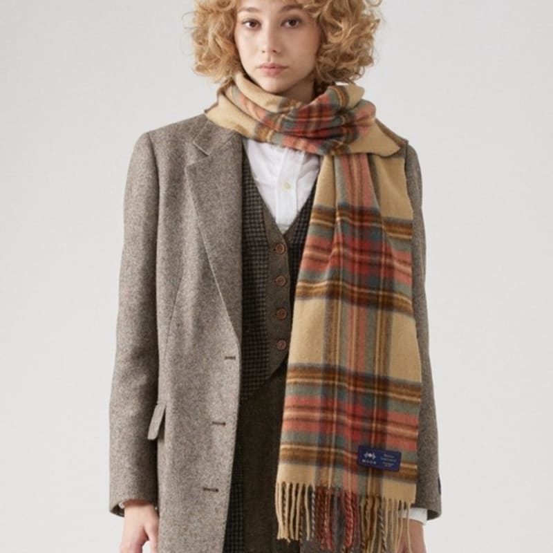 ABRAHAM MOON Merino Wool Shawl Muffler 50cm - Antique Dress Stuart