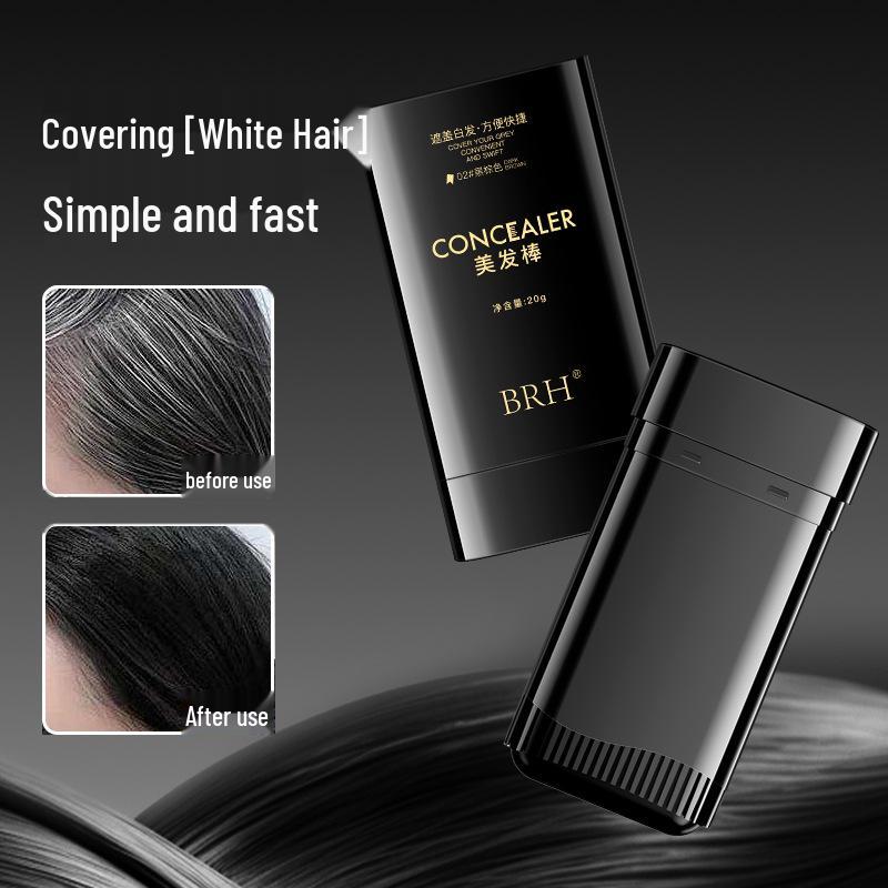 BRH No-Wash Curling Iron & Hair Dye Stick - Covers Gray, Gentle On Hair, Disposable Color Touch-Up.