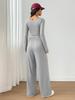 New Style Long Sleeve Women's Casual Wide Leg Solid Color Slimming Jumpsuit